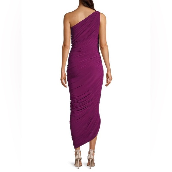 NWT Norma Kamali raspberry Diana ruched one shoulder gown - Picture 2 of 8